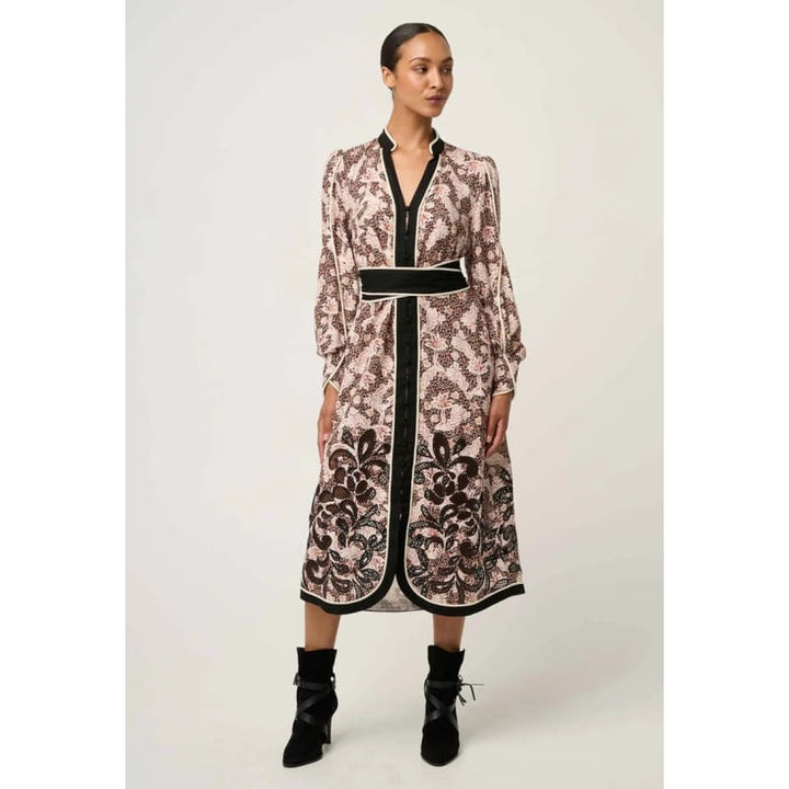 Camille Viscose Linen Embroidered Dress | Russet Palm - Dress