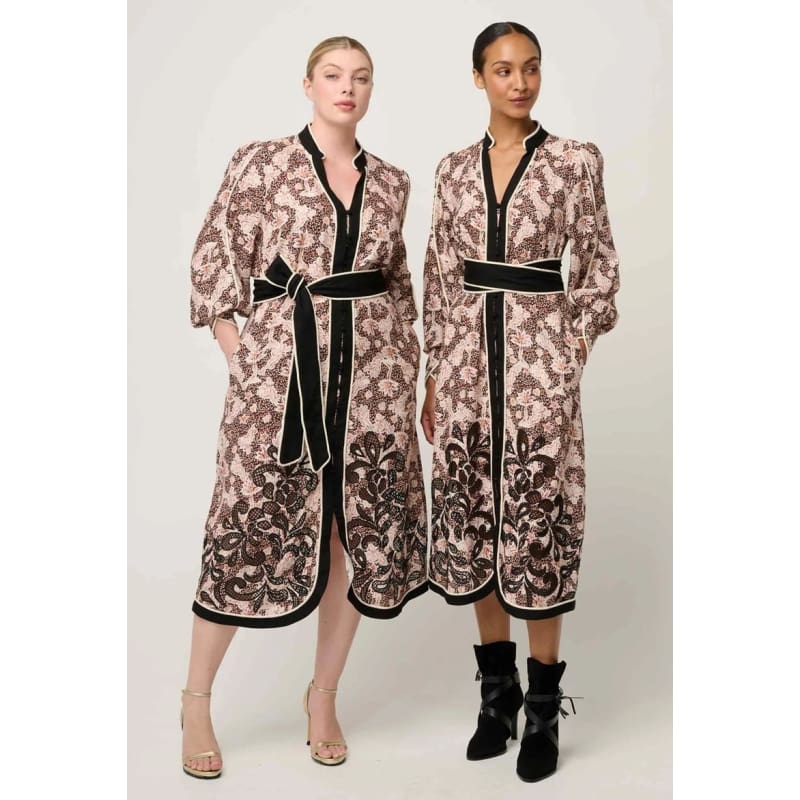 Camille Viscose Linen Embroidered Dress | Russet Palm - Dress