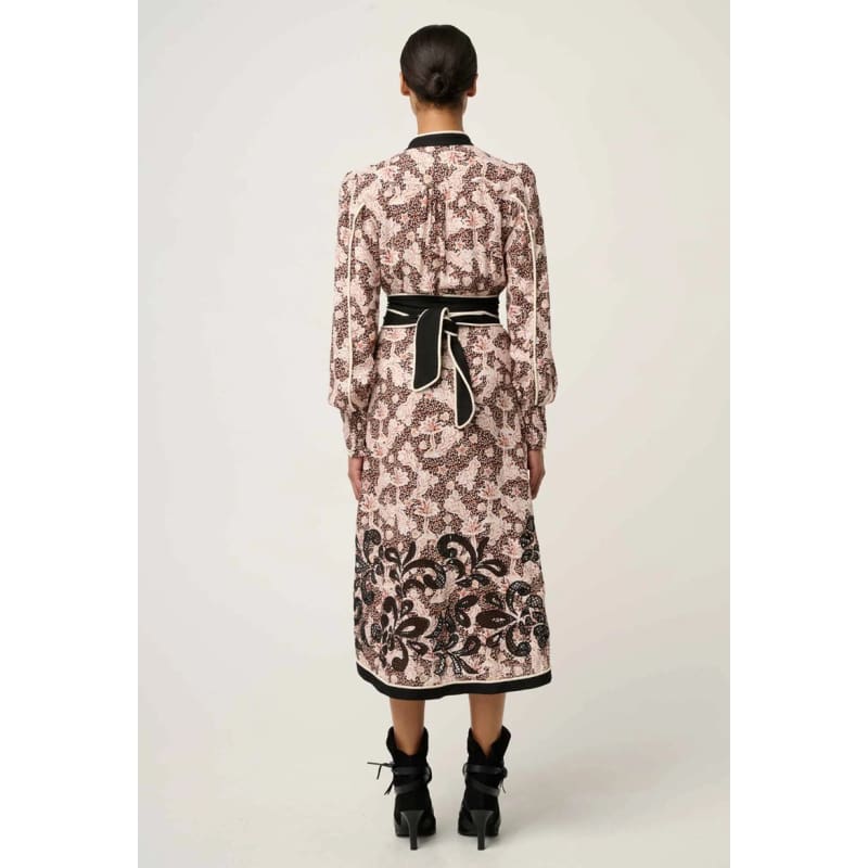 Camille Viscose Linen Embroidered Dress | Russet Palm - Dress