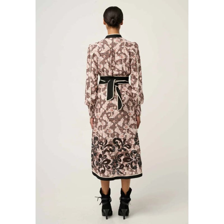 Camille Viscose Linen Embroidered Dress | Russet Palm - Dress