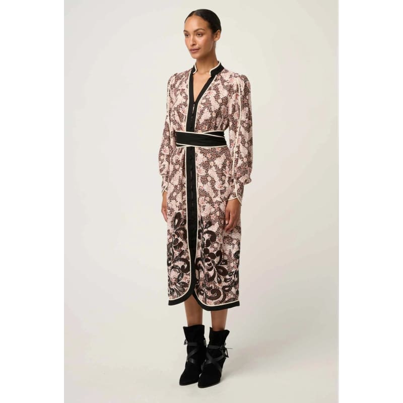 Camille Viscose Linen Embroidered Dress | Russet Palm - Dress