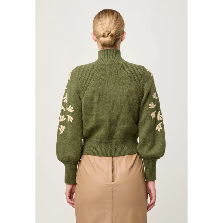 Carmela Embroidered Knitted Bomber | Oliva - Jackets