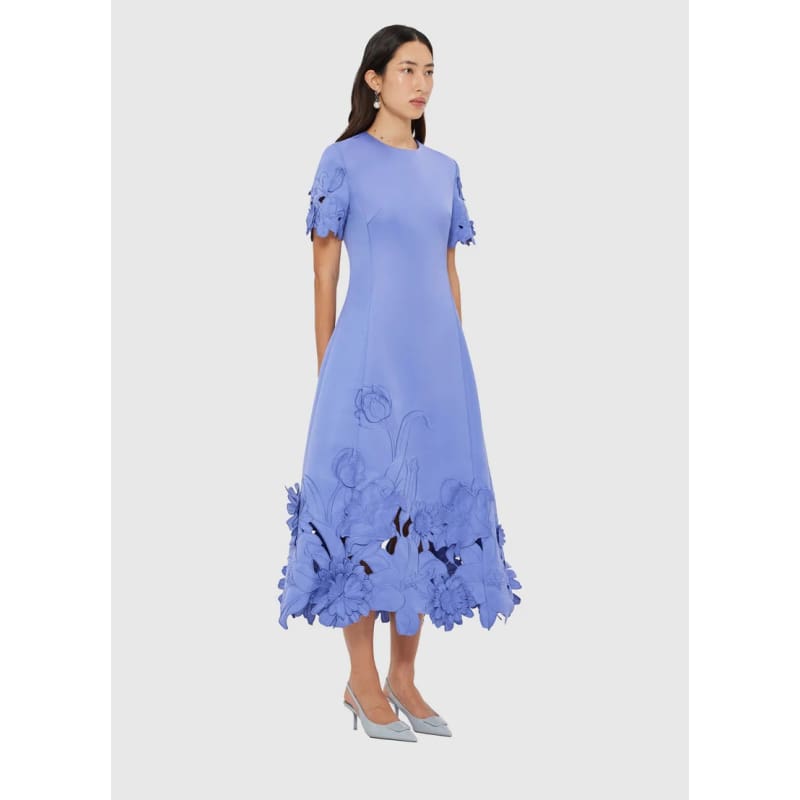 Caroline Applique Short Sleeve Midi Dress | Moonlight - Dress