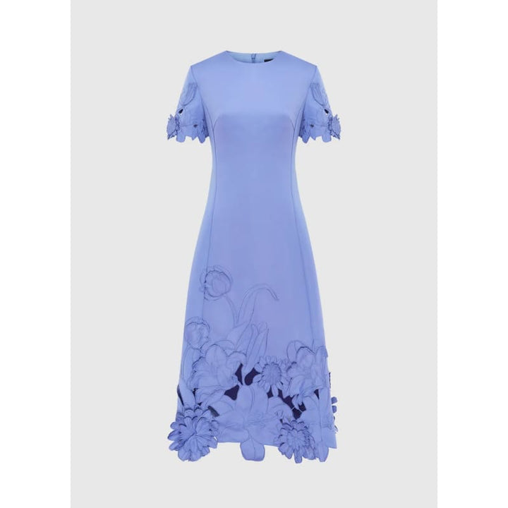 Caroline Applique Short Sleeve Midi Dress | Moonlight - Dress