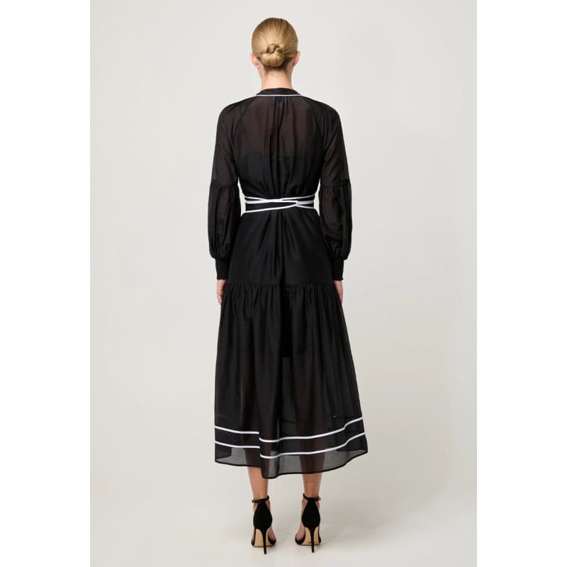 Catalina Embroidered Cotton Silk Maxi Dress | Black Flores - Dress