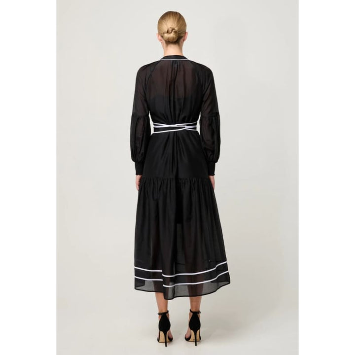 Catalina Embroidered Cotton Silk Maxi Dress | Black Flores - Dress