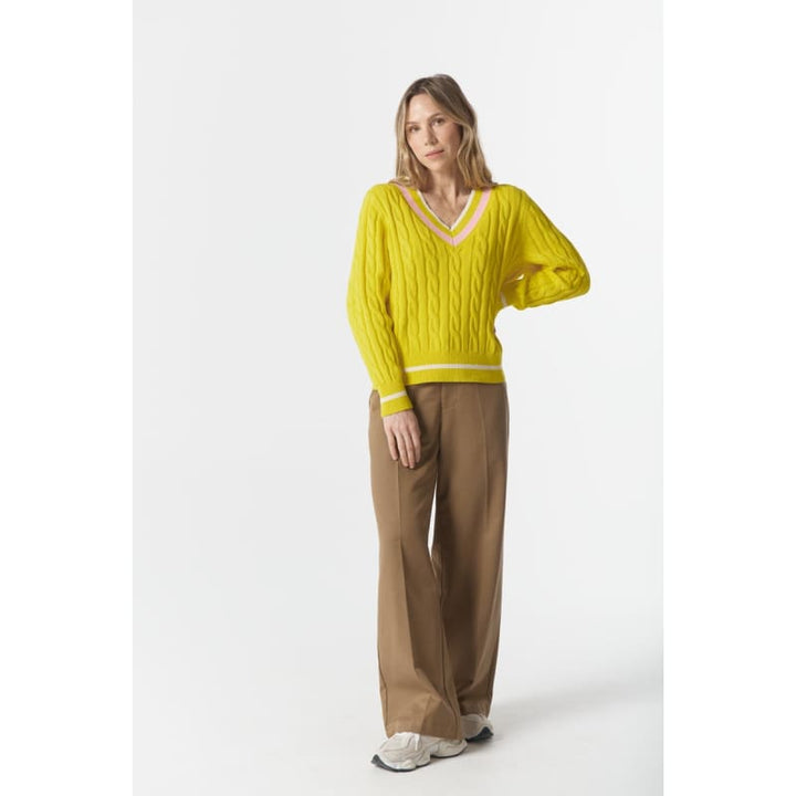 Cheeky Deep V Knit | Limonite C1849 - Knitwear