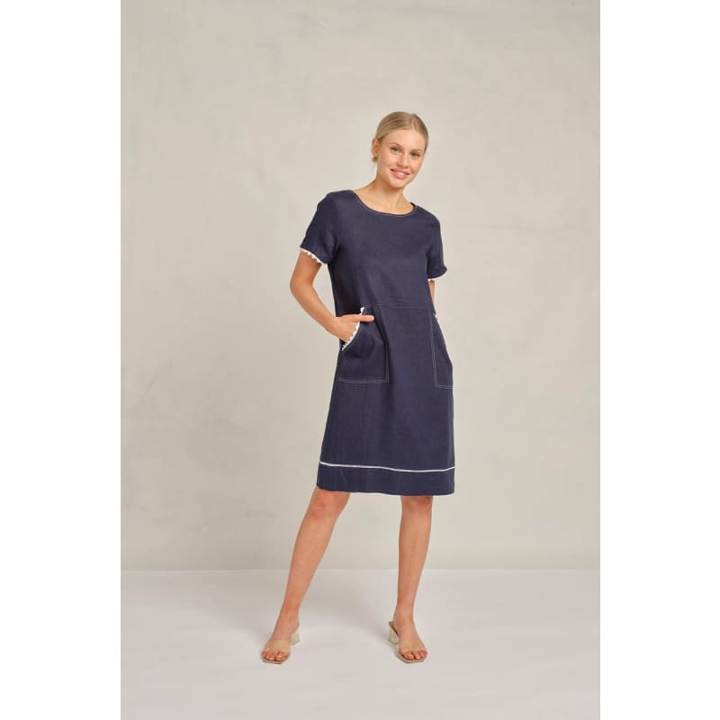 Chiara Wave Dress | Navy - Dress