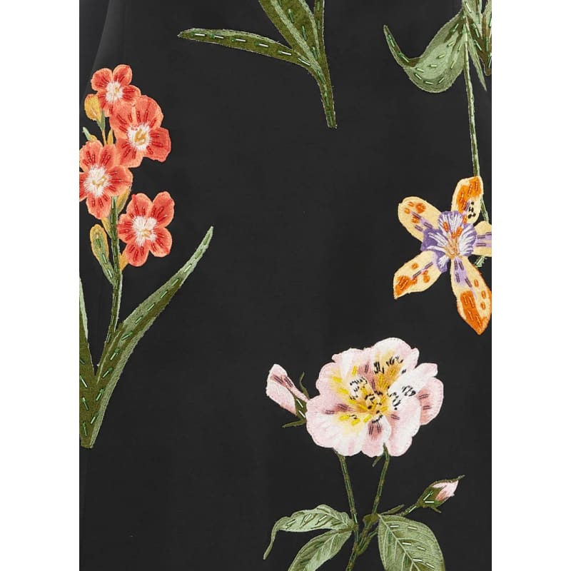 Cleo Embroidered Sleeveless Midi Dress | Botanical Print Ebony - Dress