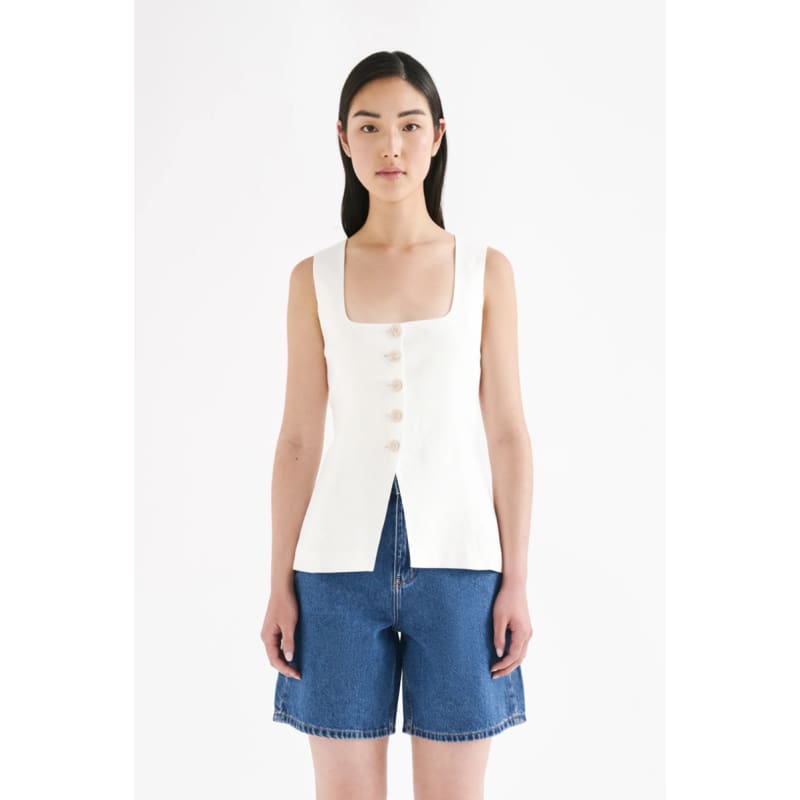 Clio Linen Vest | Natural - Tops