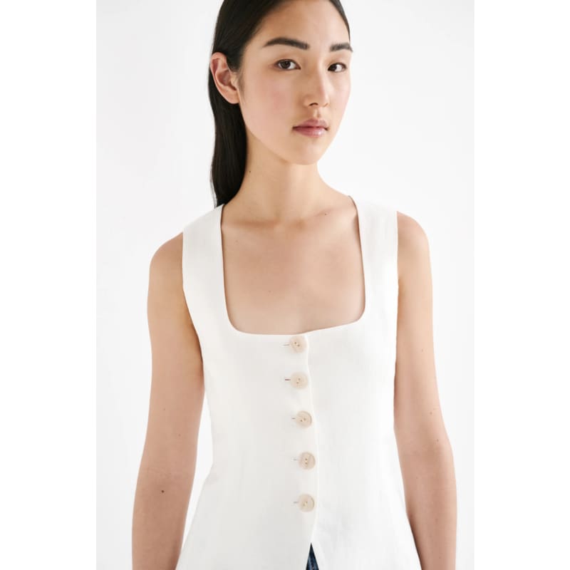 Clio Linen Vest | Natural - Tops