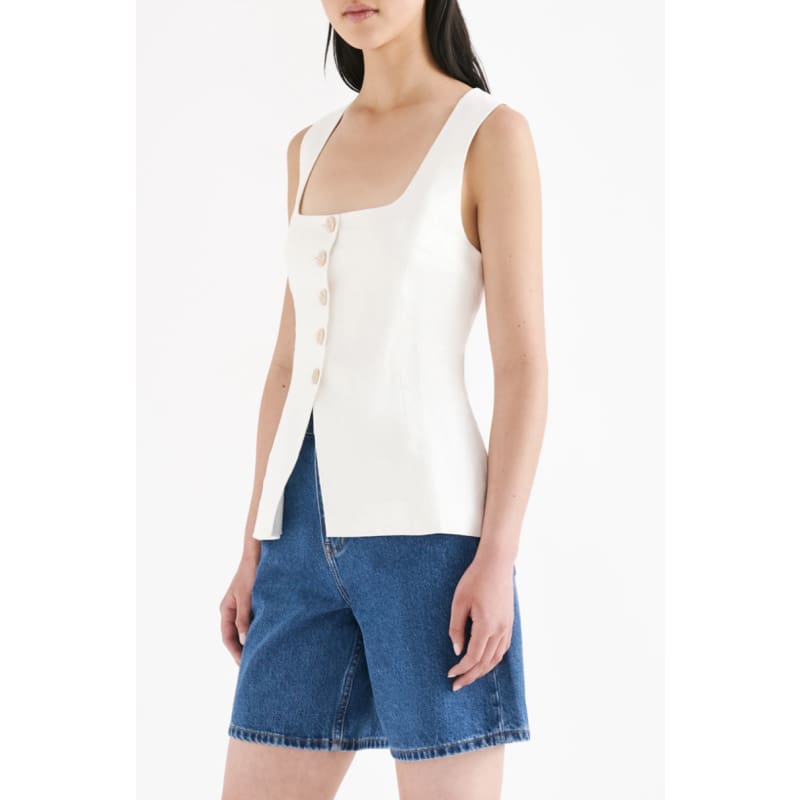 Clio Linen Vest | Natural - Tops