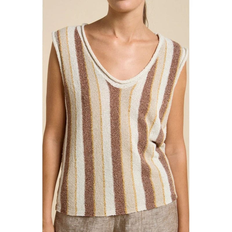 Clovelly Tank | Chocolate Stripe - Tops