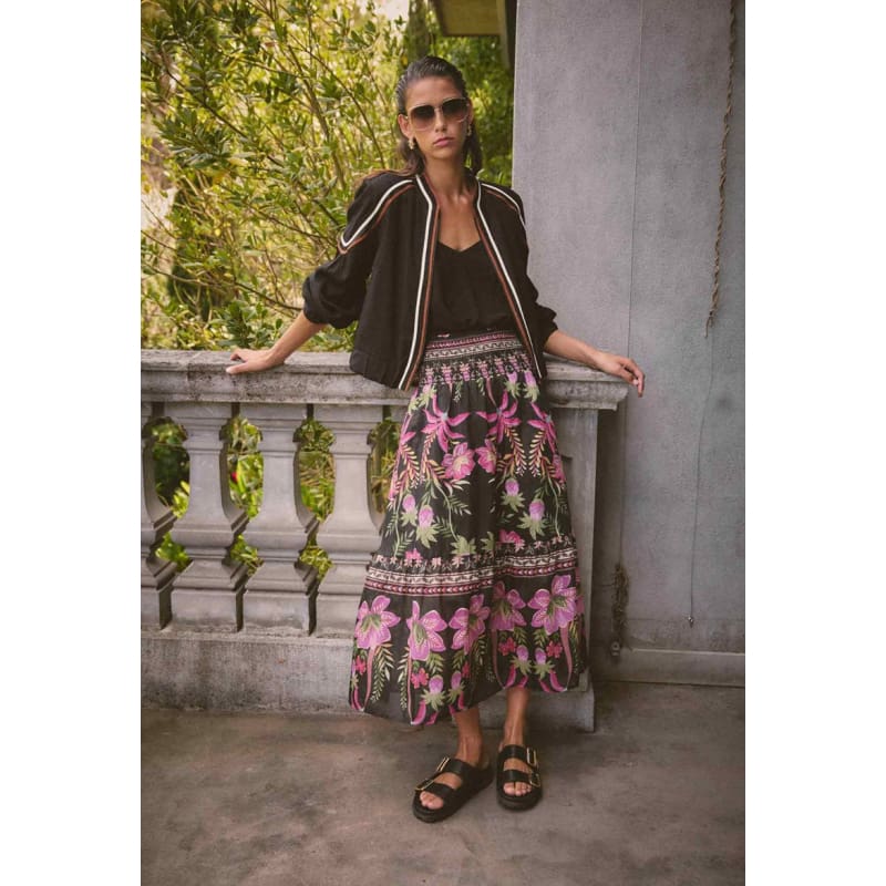 Cordelia Shirred Silk Cotton Skirt | Anthos Lotos - Bottoms
