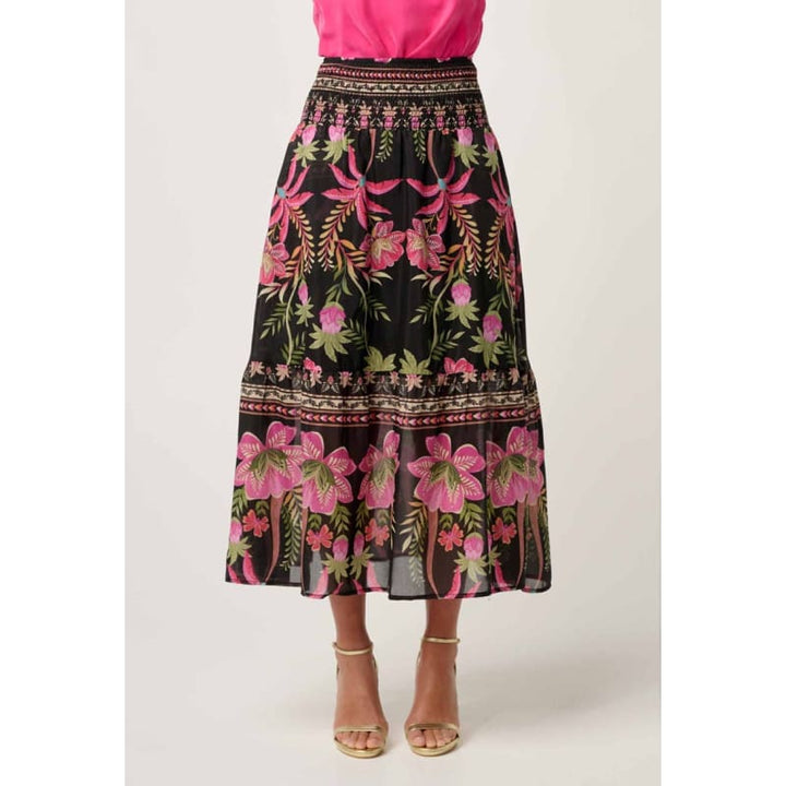 Cordelia Shirred Silk Cotton Skirt | Anthos Lotos - Bottoms