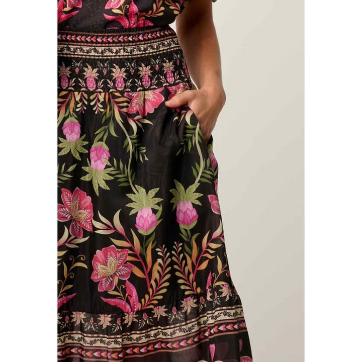 Cordelia Shirred Silk Cotton Skirt | Anthos Lotos - Bottoms