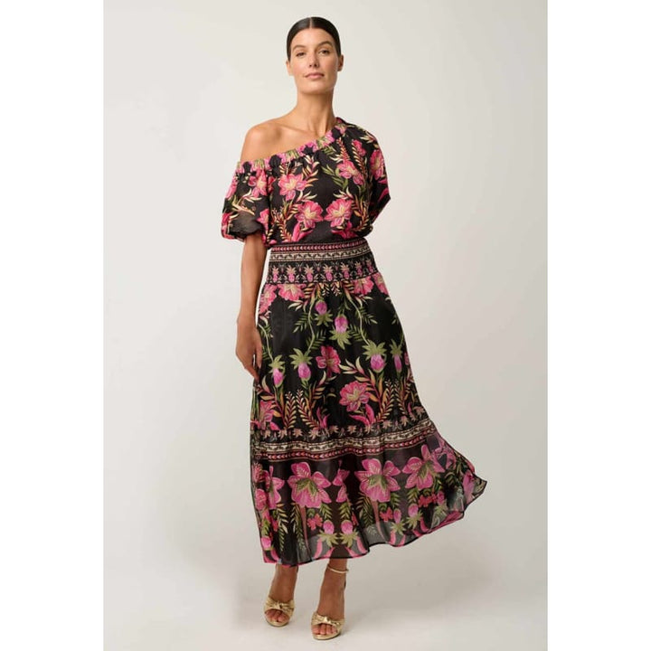 Cordelia Shirred Silk Cotton Skirt | Anthos Lotos - Bottoms