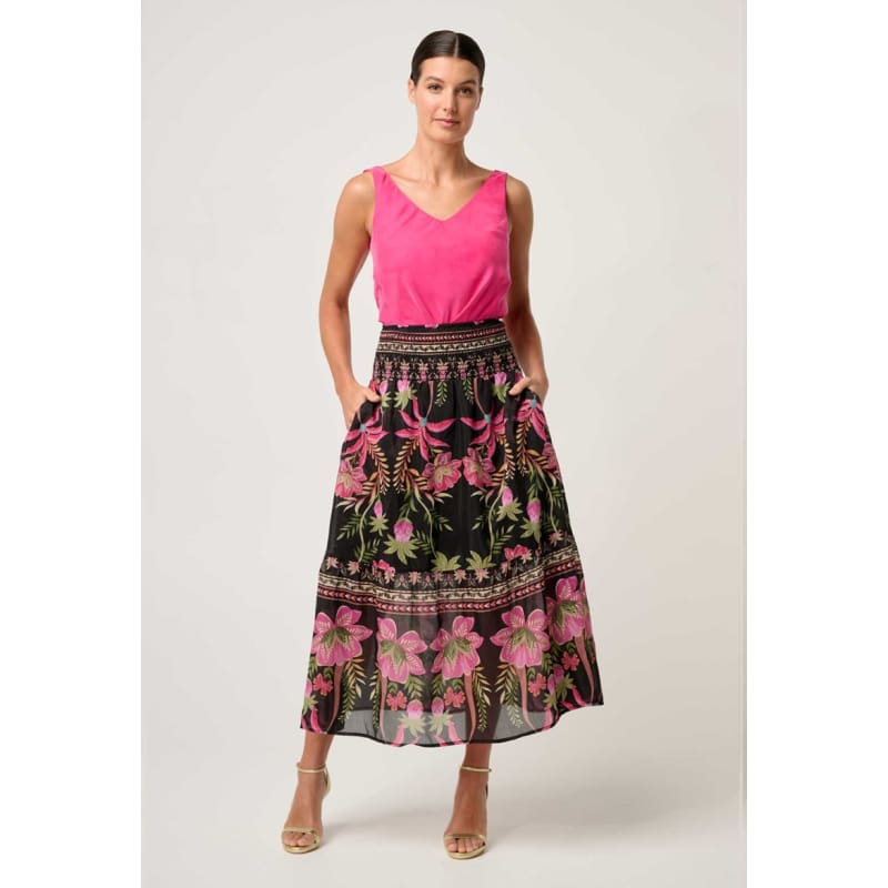 Cordelia Shirred Silk Cotton Skirt | Anthos Lotos - Bottoms