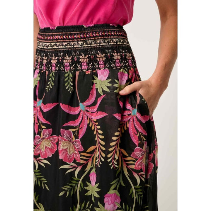 Cordelia Shirred Silk Cotton Skirt | Anthos Lotos - Bottoms
