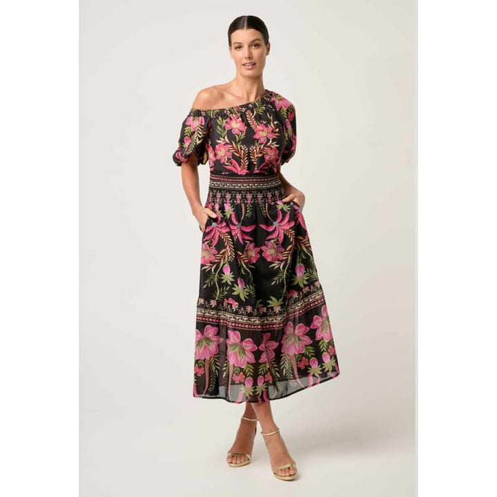 Cordelia Shirred Silk Cotton Skirt | Anthos Lotos - Bottoms
