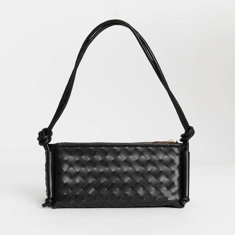 Daniella Triangular Woven Shoulder Bag | Black - Accessories