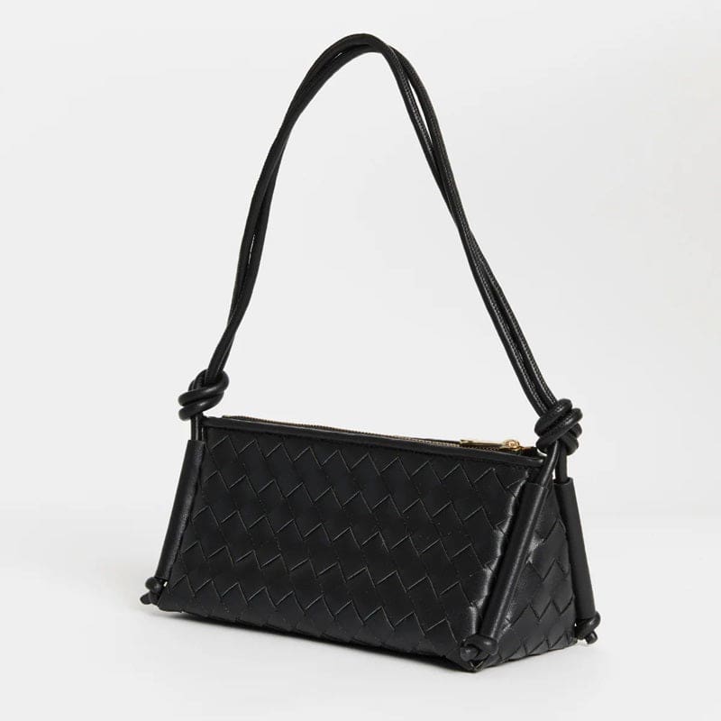 Daniella Triangular Woven Shoulder Bag | Black - Accessories