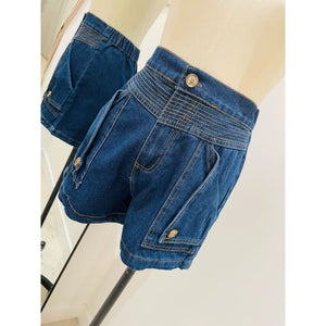 Dark Denim Pocket Short Set - Bottoms