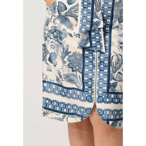 Delray Linen Viscose Skirt | Ink Fle Print - Bottoms