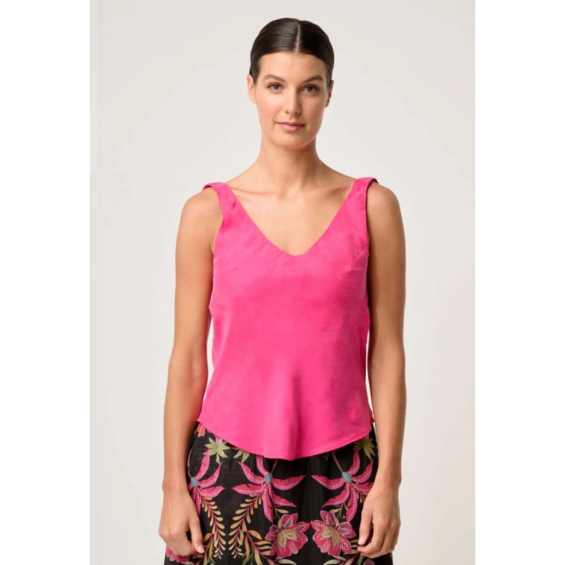 Delray Reversible Cupro Cami | Celosia Pink - Tops