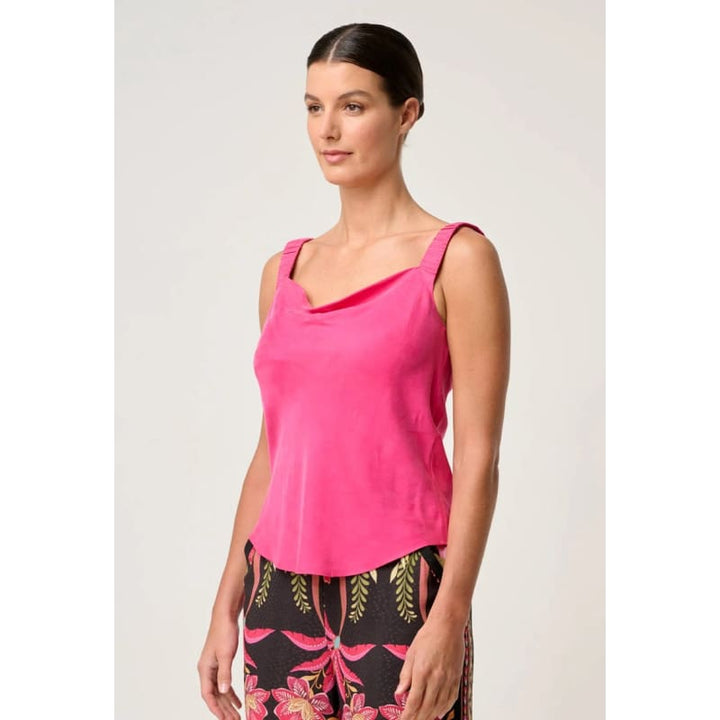 Delray Reversible Cupro Cami | Celosia Pink - Tops