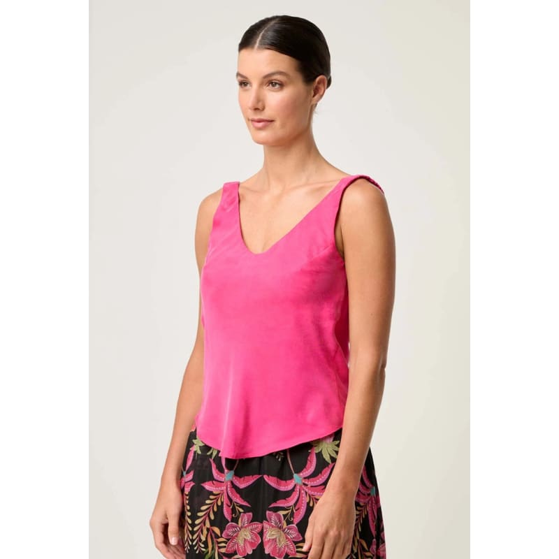 Delray Reversible Cupro Cami | Celosia Pink - Tops