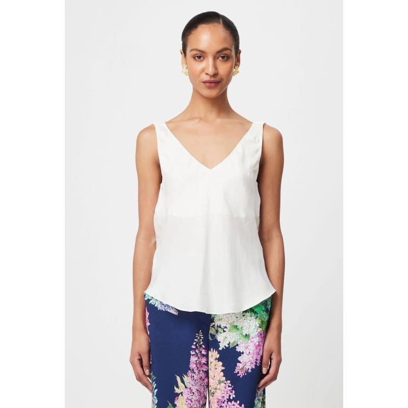 Delray Reversible V Neck Cami | Ivory - Tops