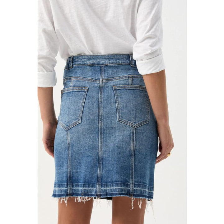 Denim Knee Length Skirt| Light Blue - Bottoms