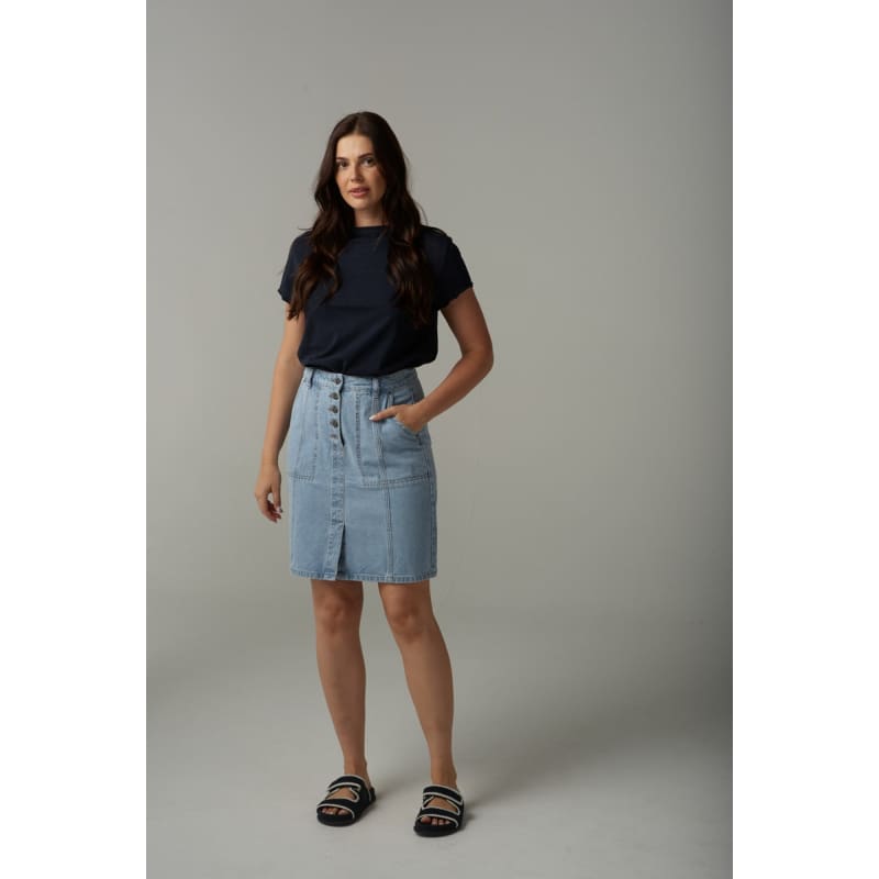 Denim Skirt | Light Blue C1554 Bottoms