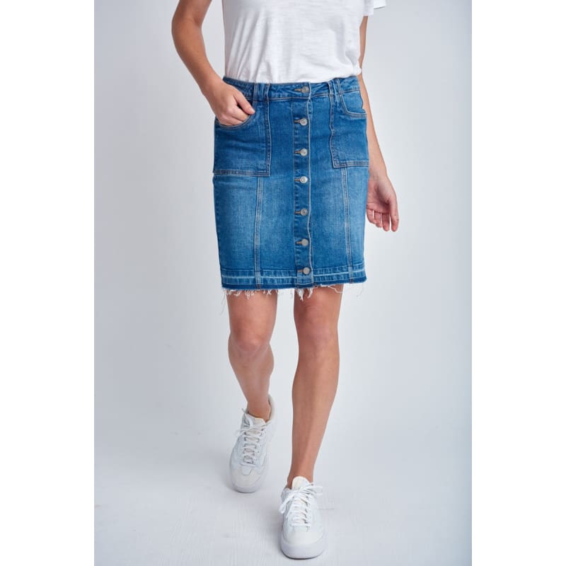 Denim Skirt | Medium Blue C1544-S24 - Bottoms