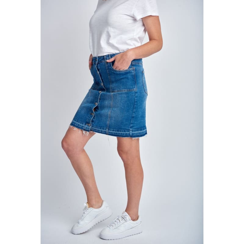 Denim Skirt | Medium Blue C1544-S24 - Bottoms