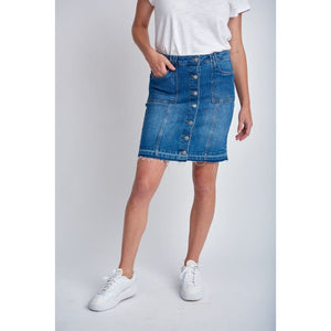 Denim Skirt | Medium Blue C1544-S24 - Bottoms