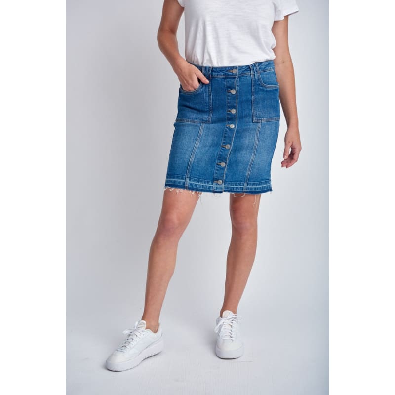 Denim Skirt | Medium Blue C1544-S24 - Bottoms