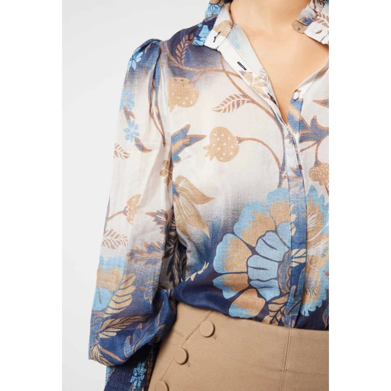 Dynasty Cotton Silk Shirt | Lotus Flower - Tops