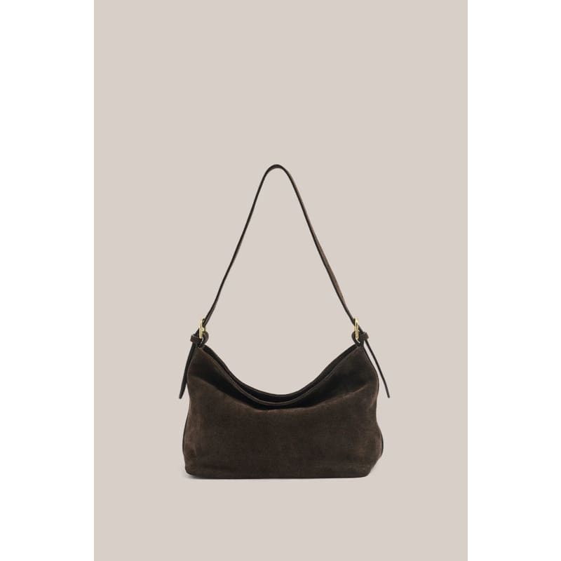 Eden Dark Chocolate Suede Shoulder Bag - Accessories