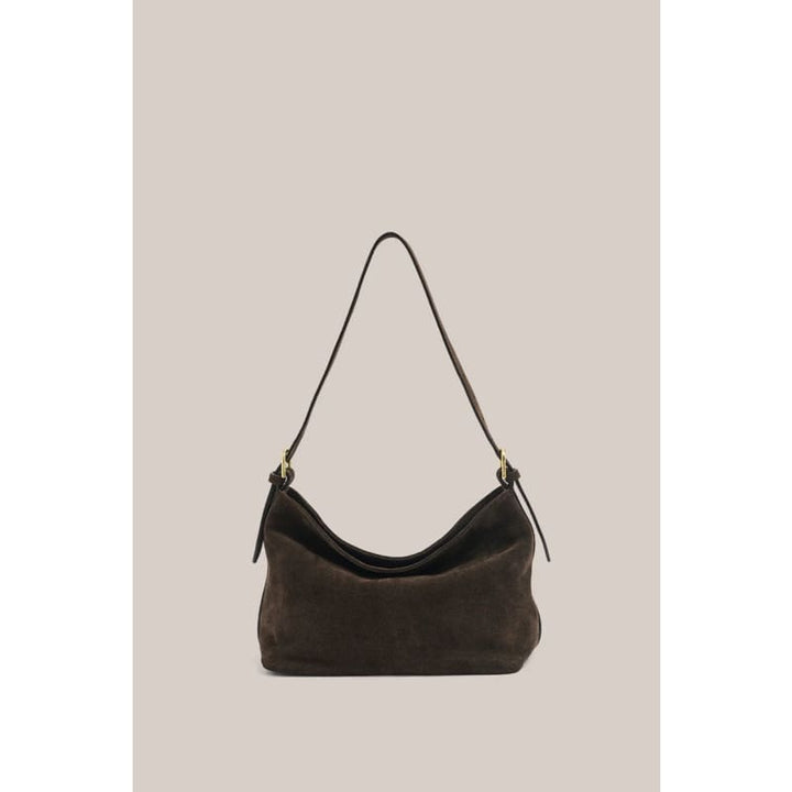 Eden Dark Chocolate Suede Shoulder Bag - Accessories