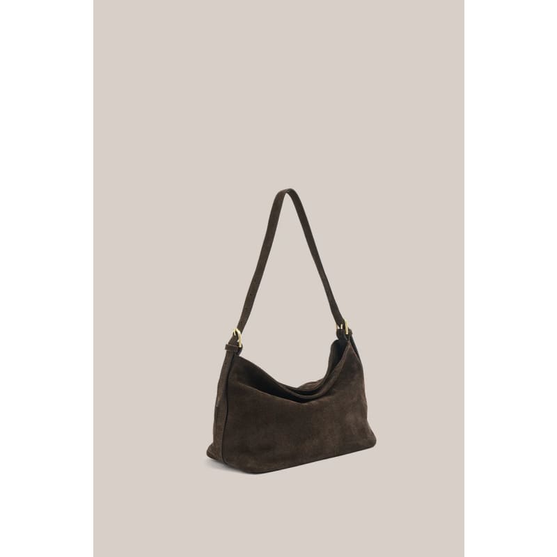 Eden Dark Chocolate Suede Shoulder Bag - Accessories