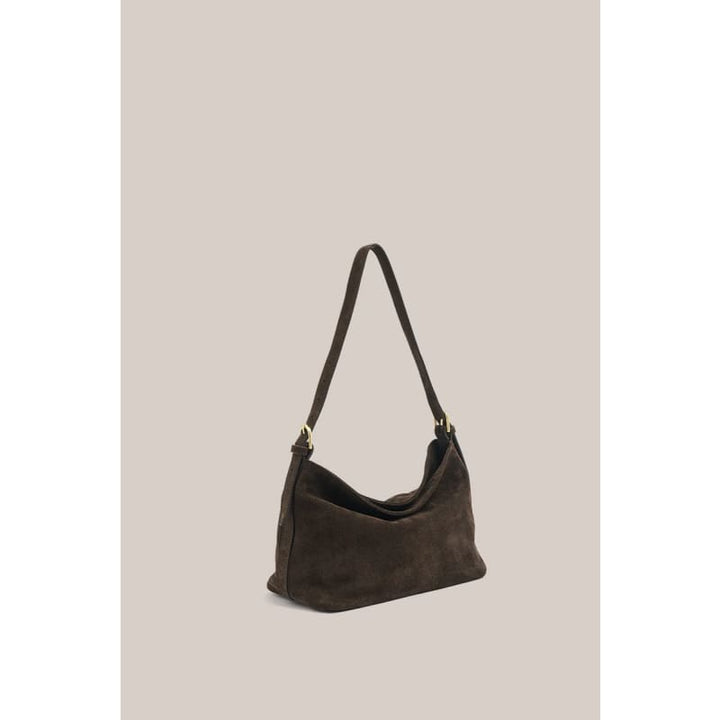 Eden Dark Chocolate Suede Shoulder Bag - Accessories