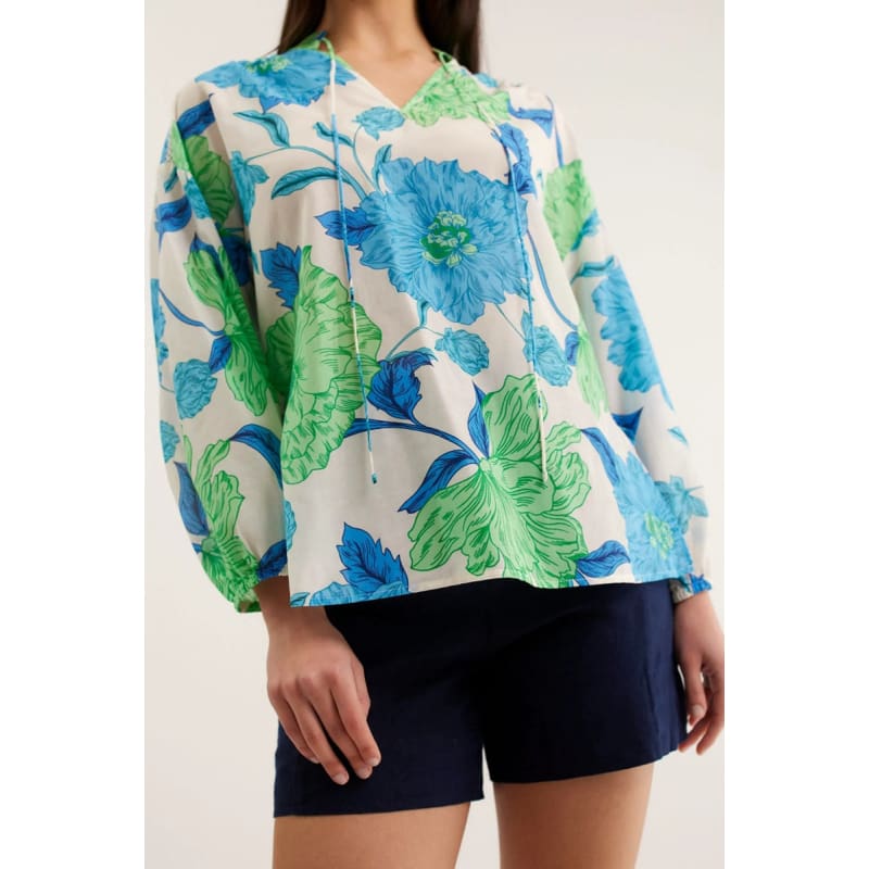 Edie Shirt | Calypso Print Blue - Tops