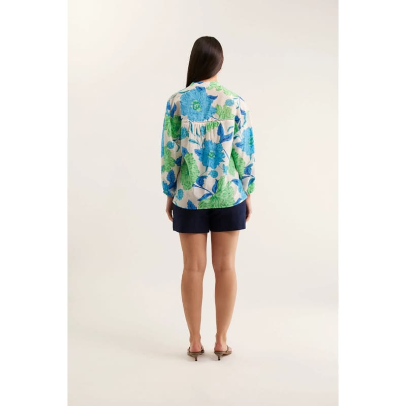 Edie Shirt | Calypso Print Blue - Tops