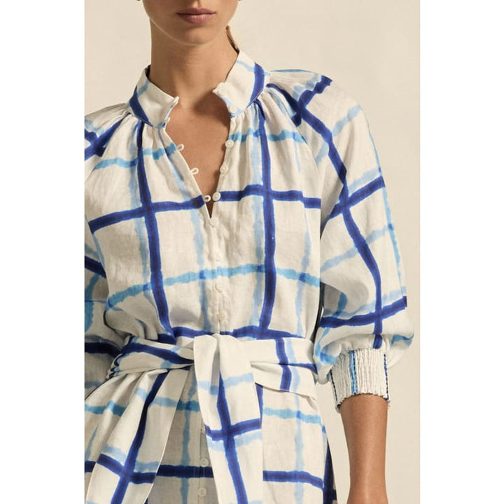 Elated Dress | Azure Check - Dress