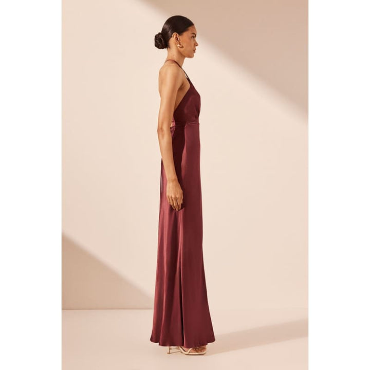 Elia Cross Back Halter Maxi Dress