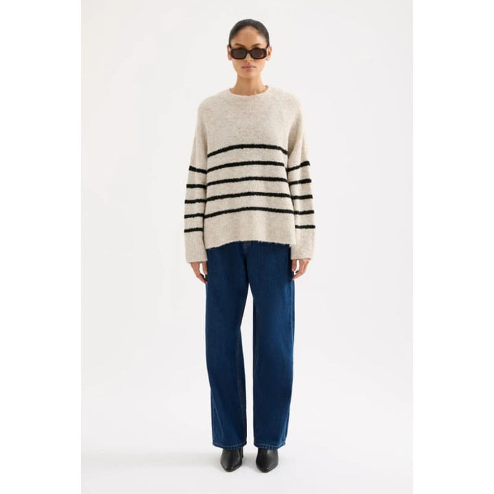Elias Stripe Knit | Oatmeal Stripe - Tops