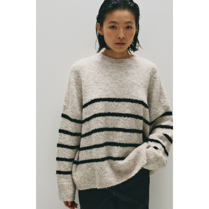 Elias Stripe Knit | Oatmeal Stripe - Tops