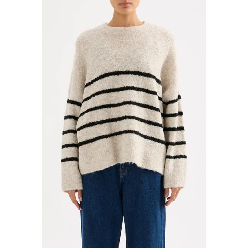 Elias Stripe Knit | Oatmeal Stripe - Tops